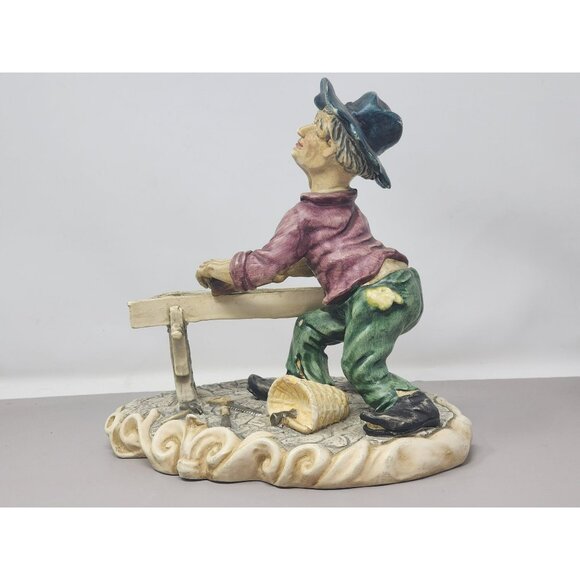 Vintage Artisan Figurine Of Worker With Bench & Tools Signed Antonio Costa - Picture 3 of 16